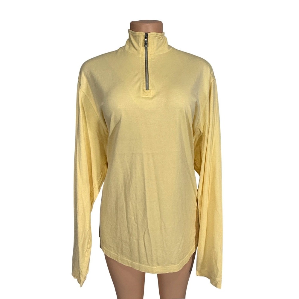 Tommy Bahama Womens Yellow Quarter Zip Pullover‎ Long Sleeve Marlin Logo Large